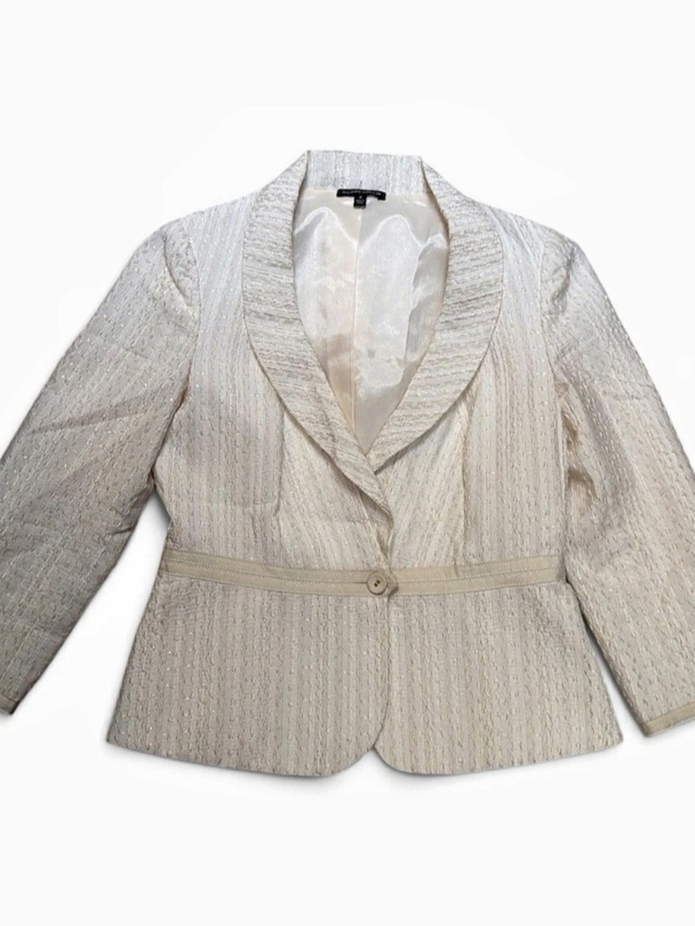 Hilton Hollis Cream Textured Jacquard Tailored Blazer – Size 4
